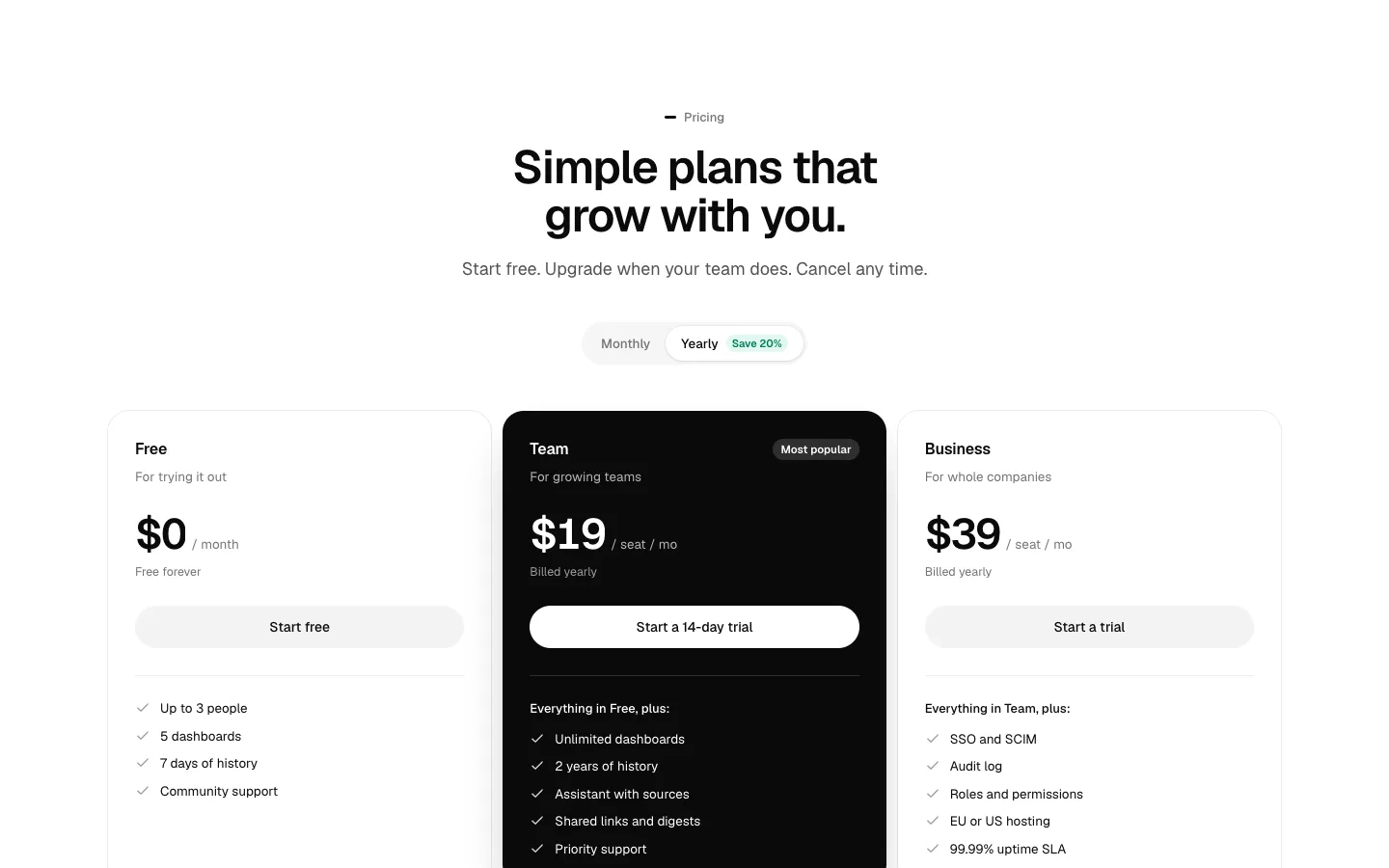 Pricing Tiers preview