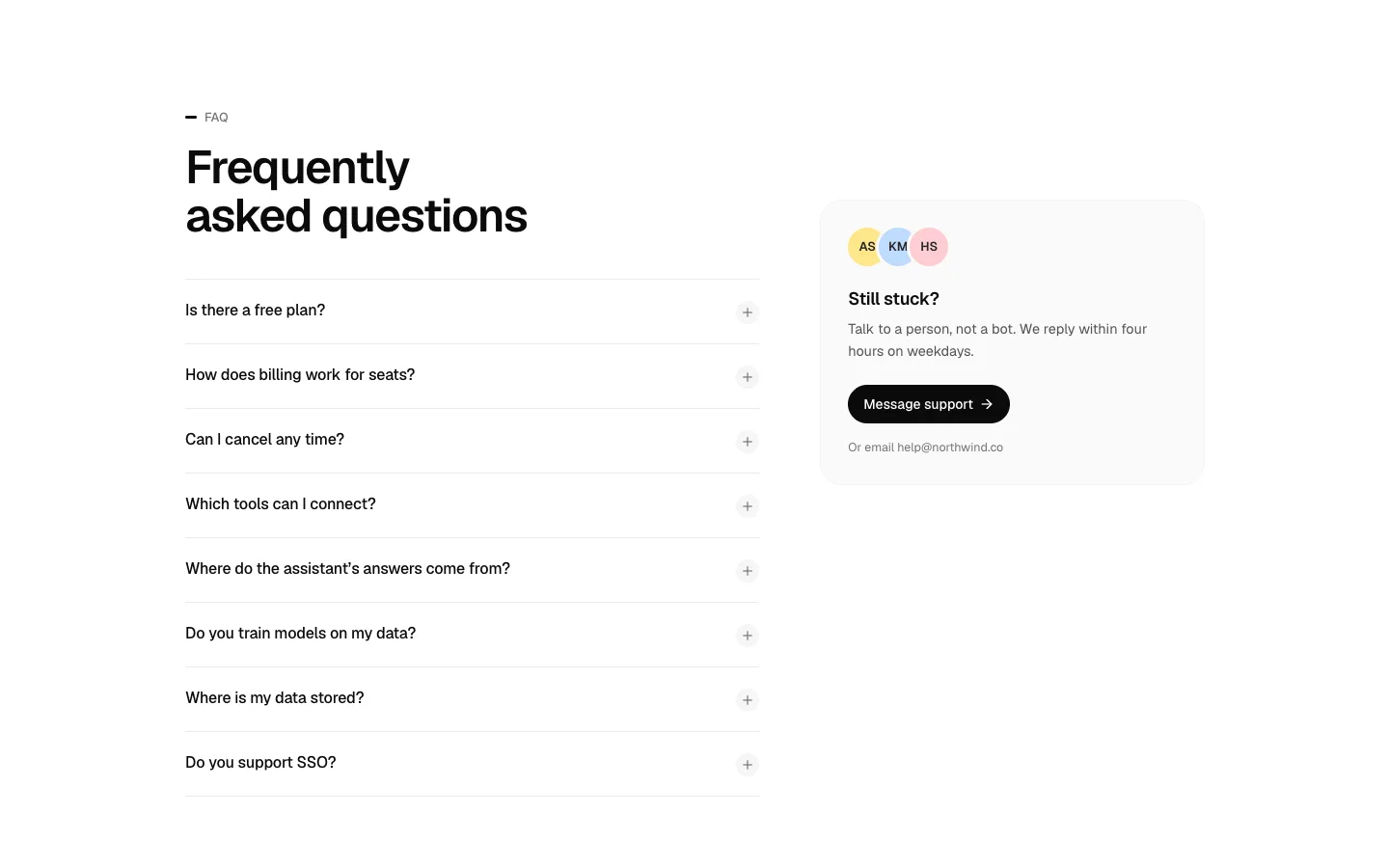FAQ with Contact preview